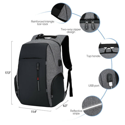 Anti-Theft Laptop Backpack USB Charging Waterproof Travel Bag