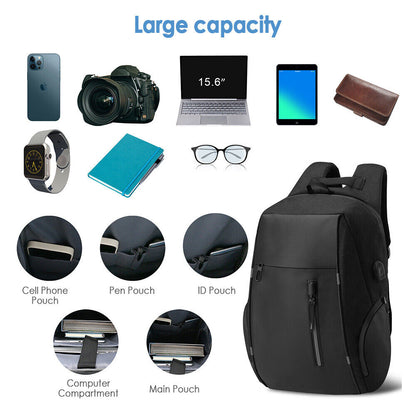 Anti-Theft Laptop Backpack USB Charging Waterproof Travel Bag