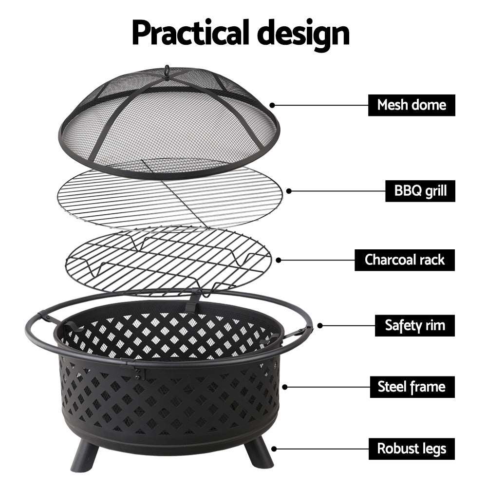 BBQ Grill Smoker Fire Pit Portable Outdoor 3 Inch Australia Dealbest