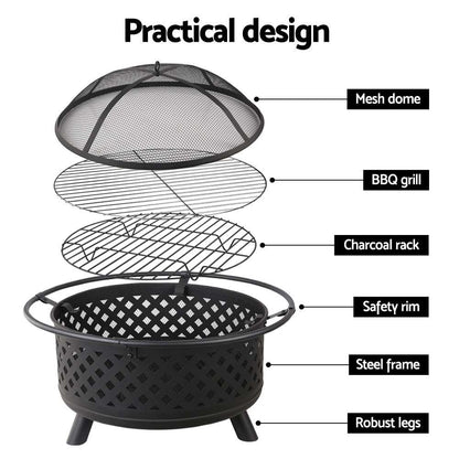 BBQ Grill Smoker Fire Pit Portable Outdoor 3 Inch Australia Dealbest