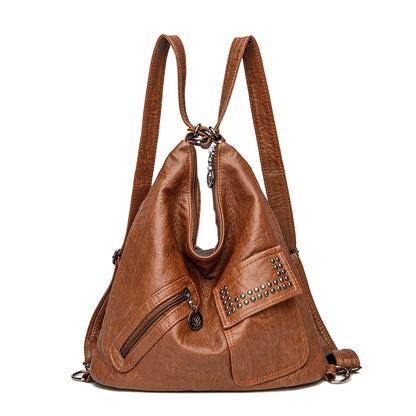 Multi-Wear PU Leather Stud Tote Shoulder Bag