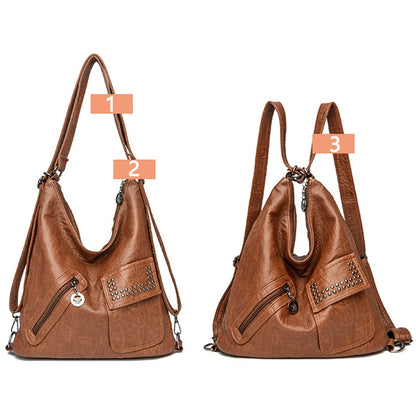 Multi-Wear PU Leather Stud Tote Shoulder Bag