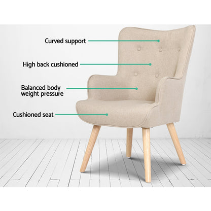 Fabric Armchair Lounge Chair With Ottoman Beige Australia Dealbest